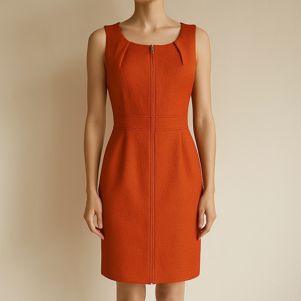 Tory Burch Orange Square Neckline Dress Size 4